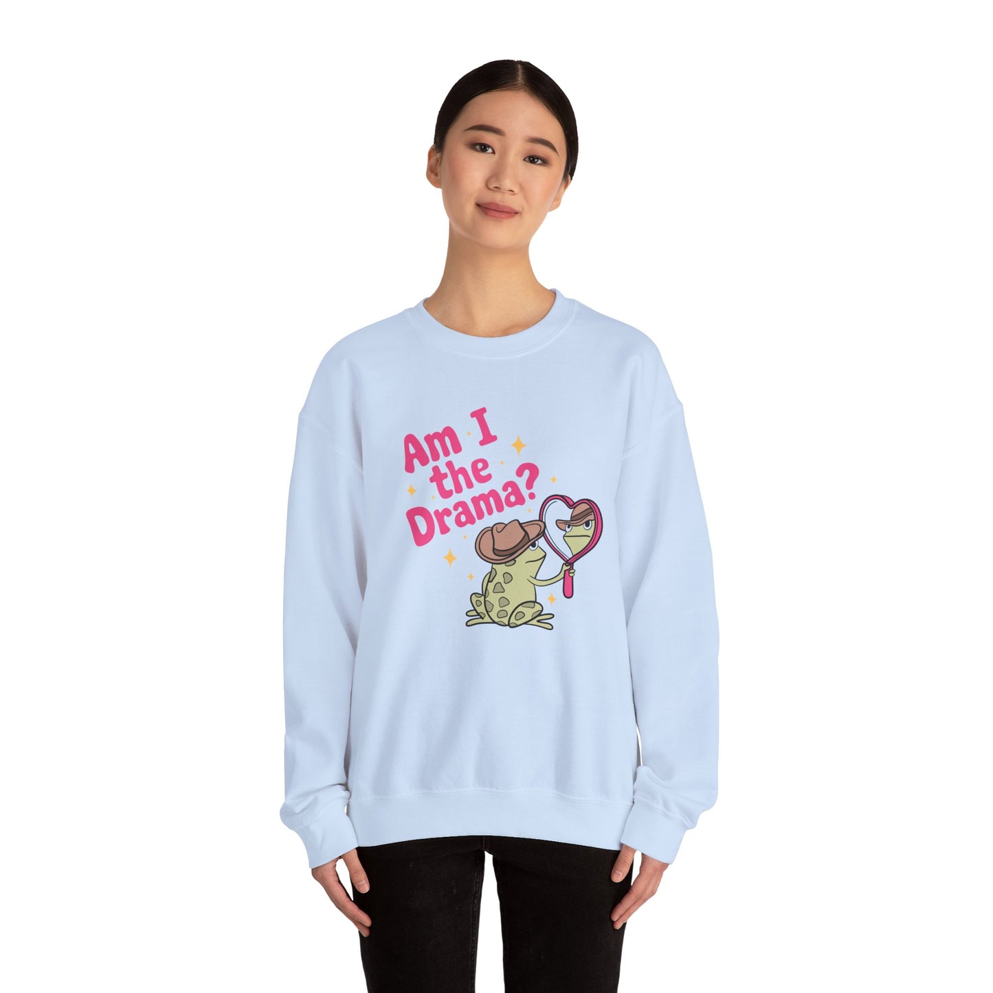 Am I The Drama? Funny Frog Unisex Crewneck Sweatshirt