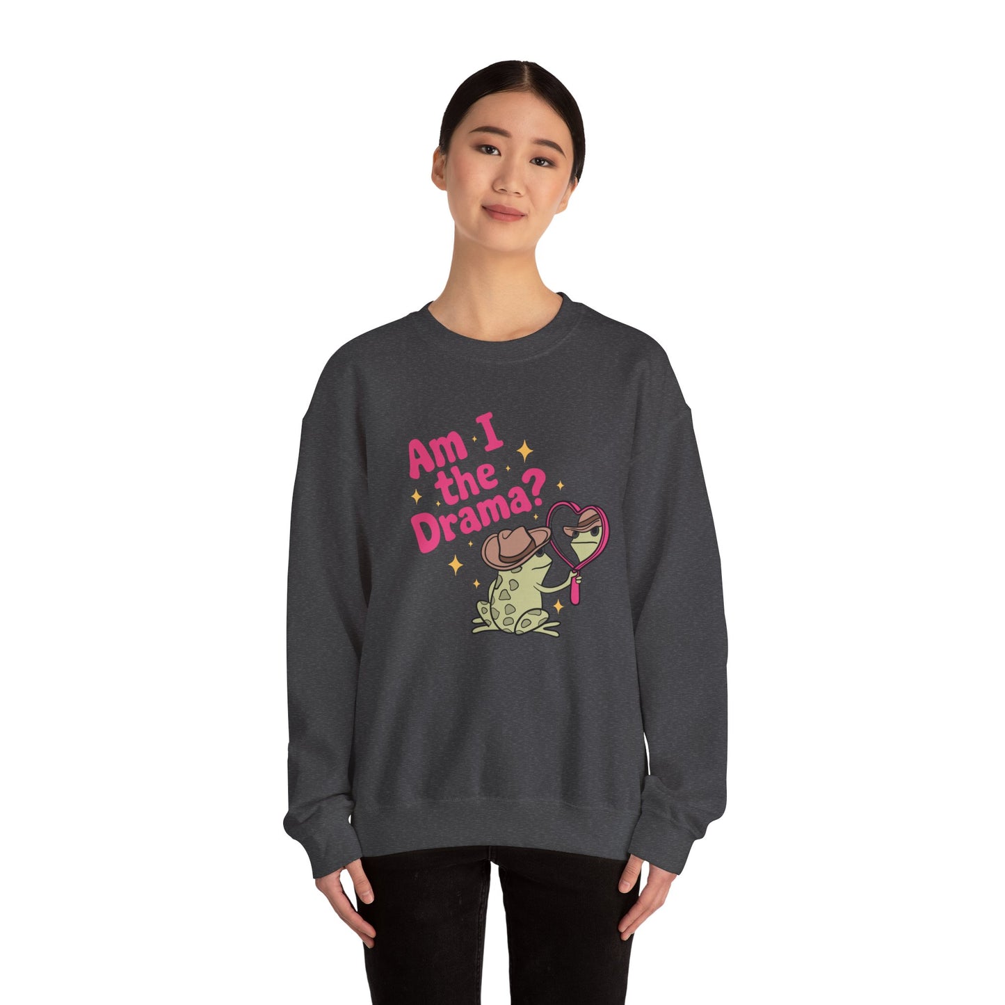 Am I The Drama? Funny Frog Unisex Crewneck Sweatshirt