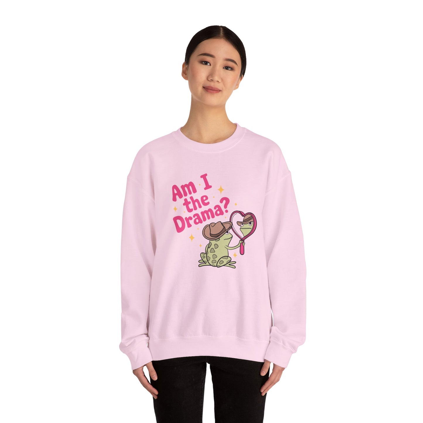 Am I The Drama? Funny Frog Unisex Crewneck Sweatshirt