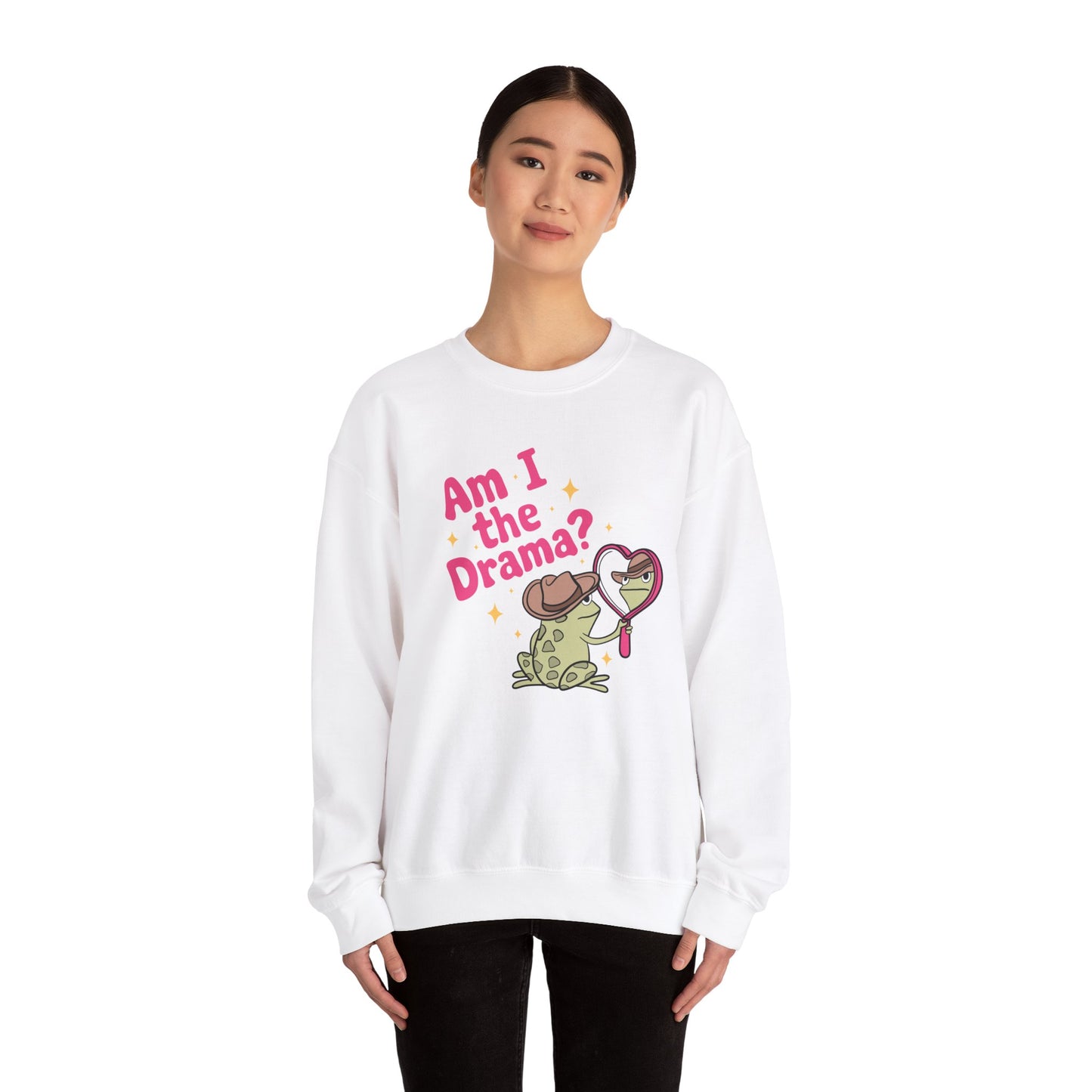 Am I The Drama? Funny Frog Unisex Crewneck Sweatshirt