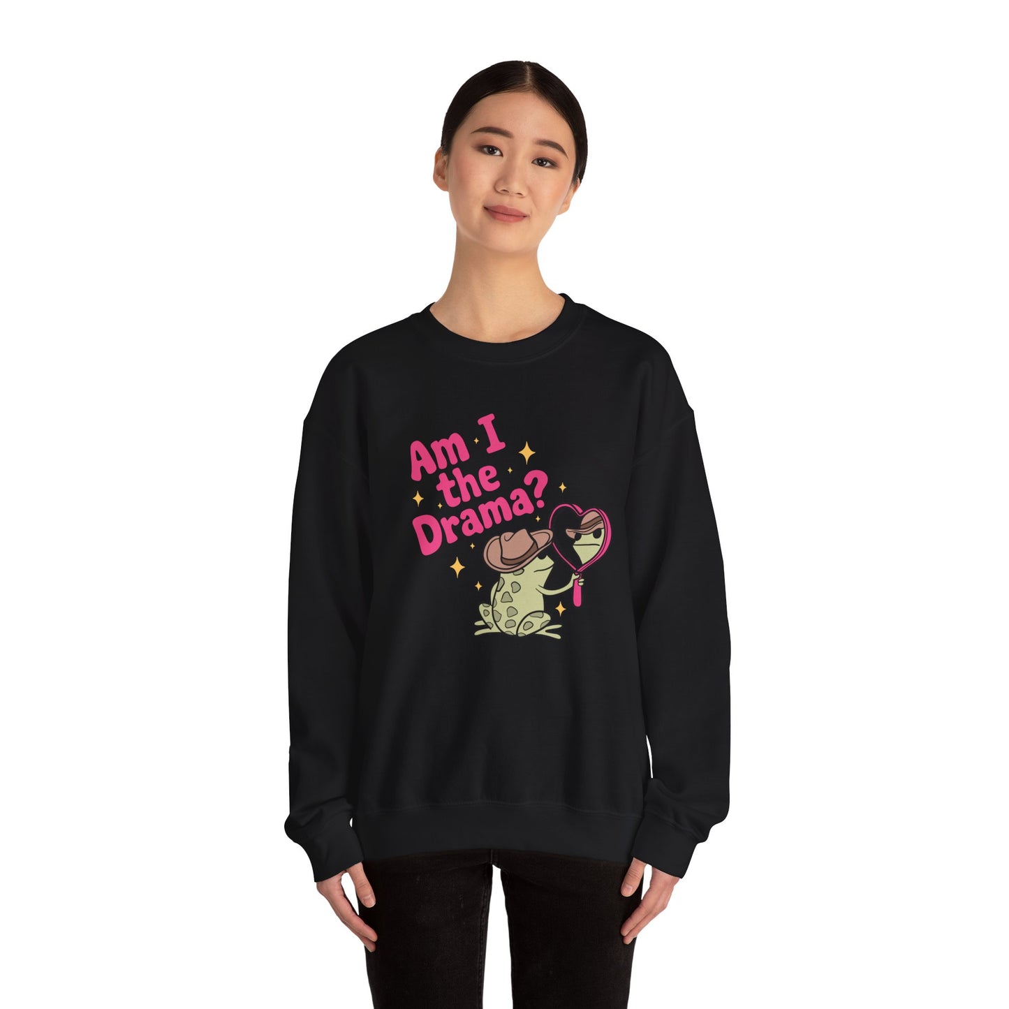 Am I The Drama? Funny Frog Unisex Crewneck Sweatshirt