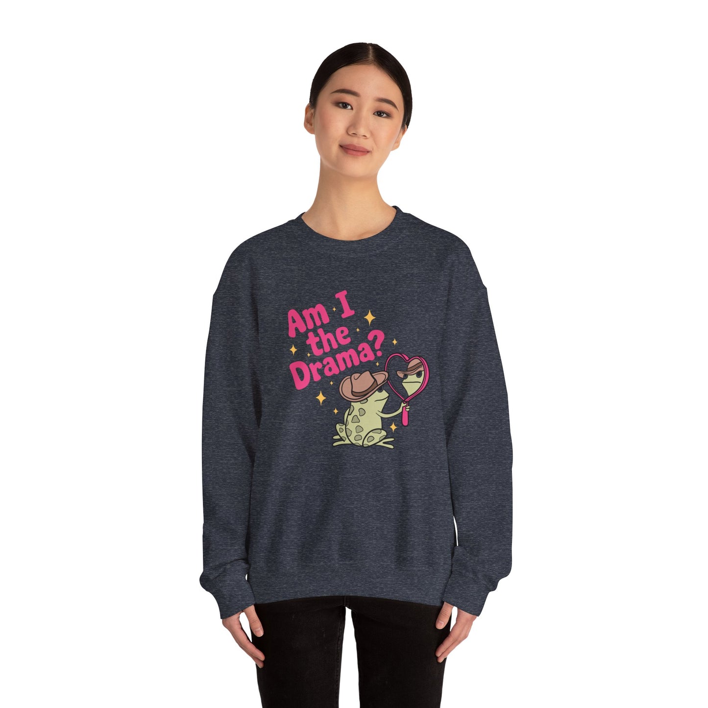 Am I The Drama? Funny Frog Unisex Crewneck Sweatshirt
