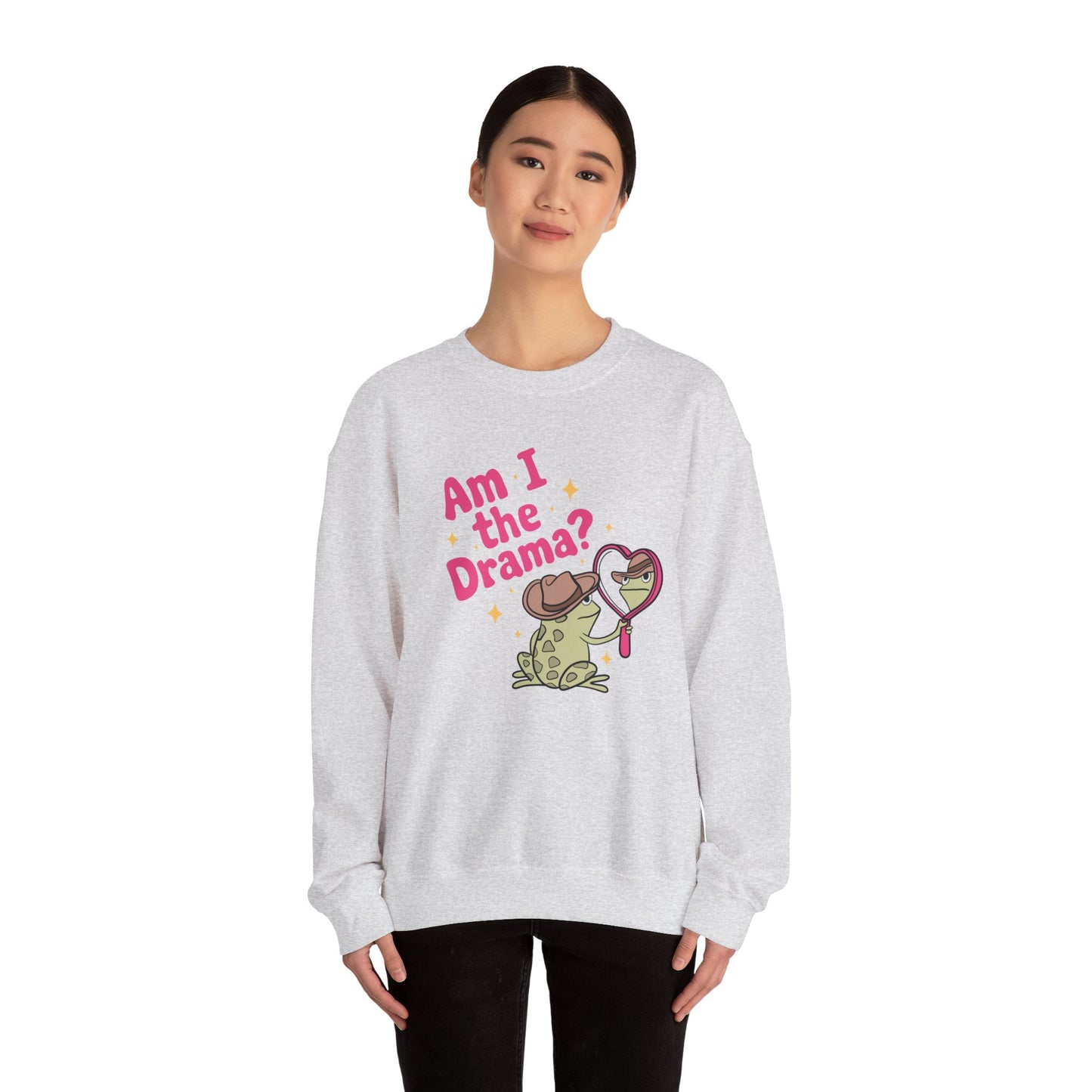 Am I The Drama? Funny Frog Unisex Crewneck Sweatshirt