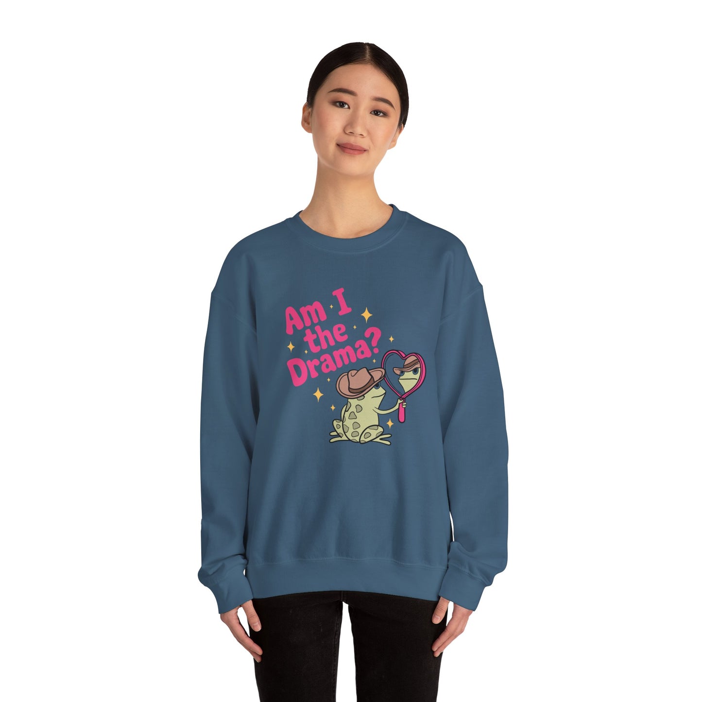 Am I The Drama? Funny Frog Unisex Crewneck Sweatshirt