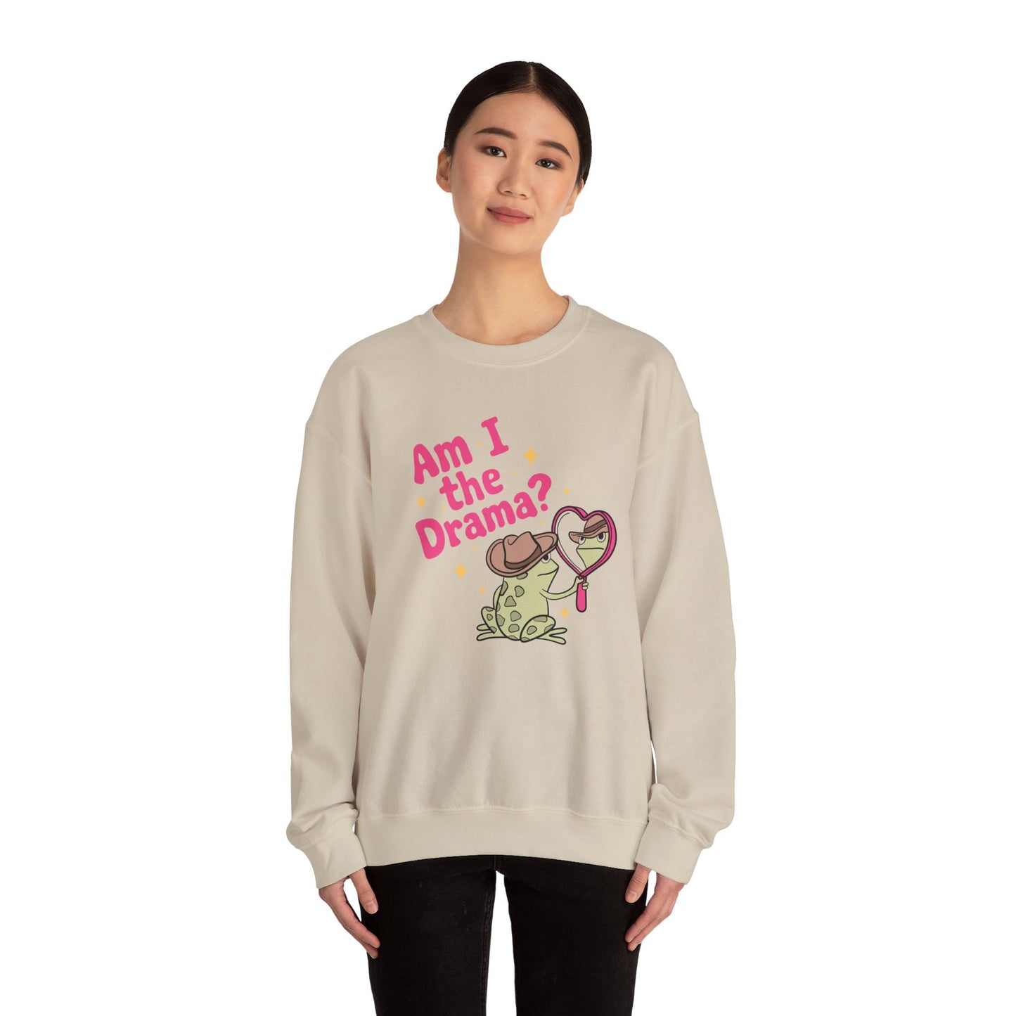 Am I The Drama? Funny Frog Unisex Crewneck Sweatshirt